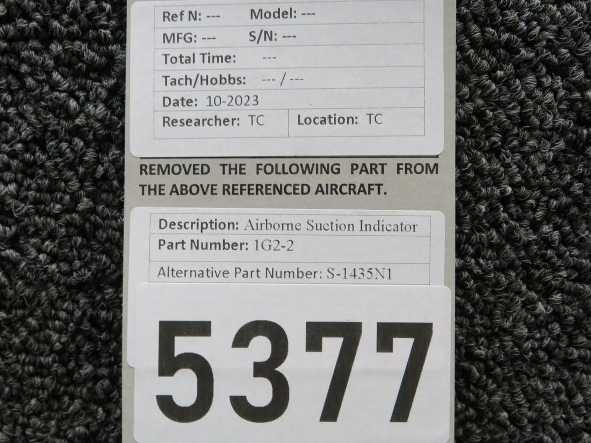 Airborne 1G2-2 (Alt: S-1435N1) Airborne Systems Suction Indicator Assembly
