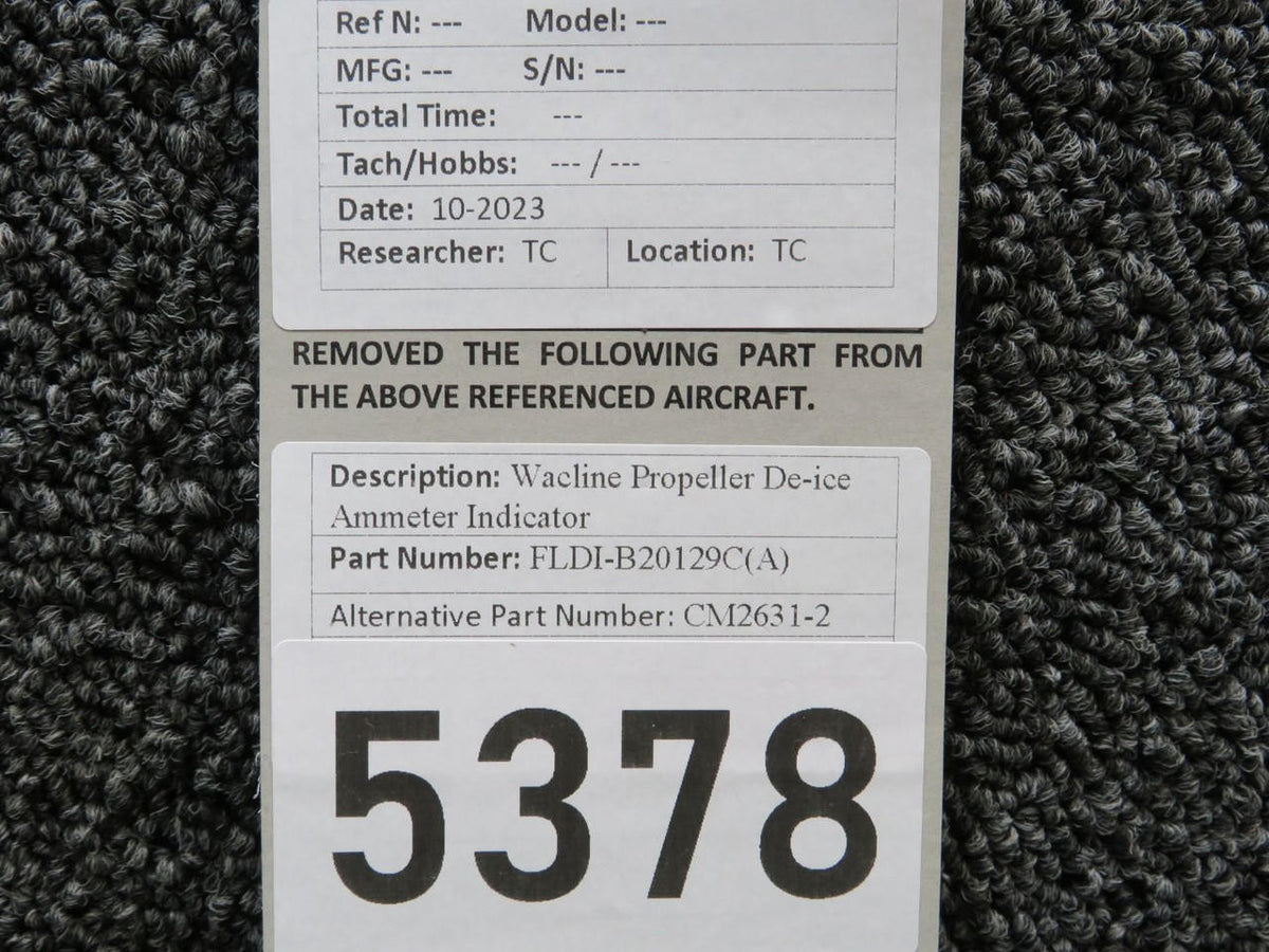 Wacline FLDI-B20129C(A) (Alt: CM2631-2) Wacline Propeller De-ice Ammeter Indicator