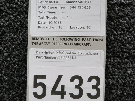 Swearingen 26-66311-1 Swearingen Aviation Fuel Flow Indicator (0-500 lbs per hour)