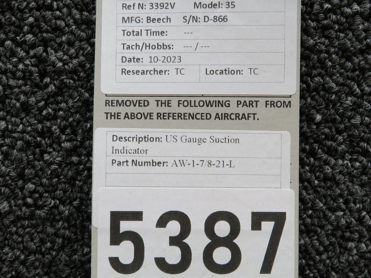 US Gauge AW-1-7/8-21-L US Gauge Suction Indicator