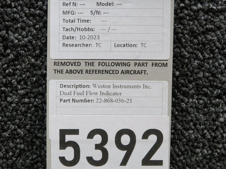 Weston 22-868-036-21 Weston Instruments Inc. Dual Fuel Flow Indicator