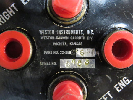 Weston 22-868-036-21 Weston Instruments Inc. Dual Fuel Flow Indicator