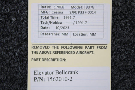Cessna Aircraft Parts 1562010-2 Cessna T337G Elevator Bellcrank