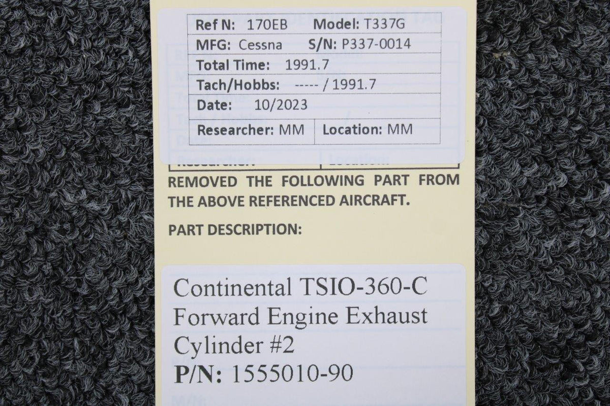 Continental Motors  1555010-90 Continental TSIO-360-C Forward Engine Exhaust Cylinder #2