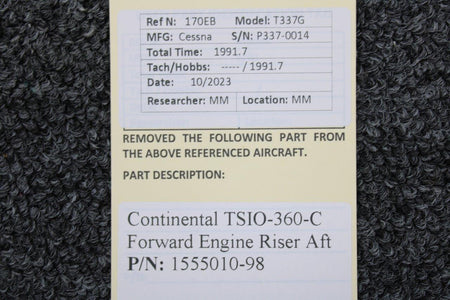 Continental Motors  1555010-98 Continental TSIO-360-C Forward Engine Riser Aft