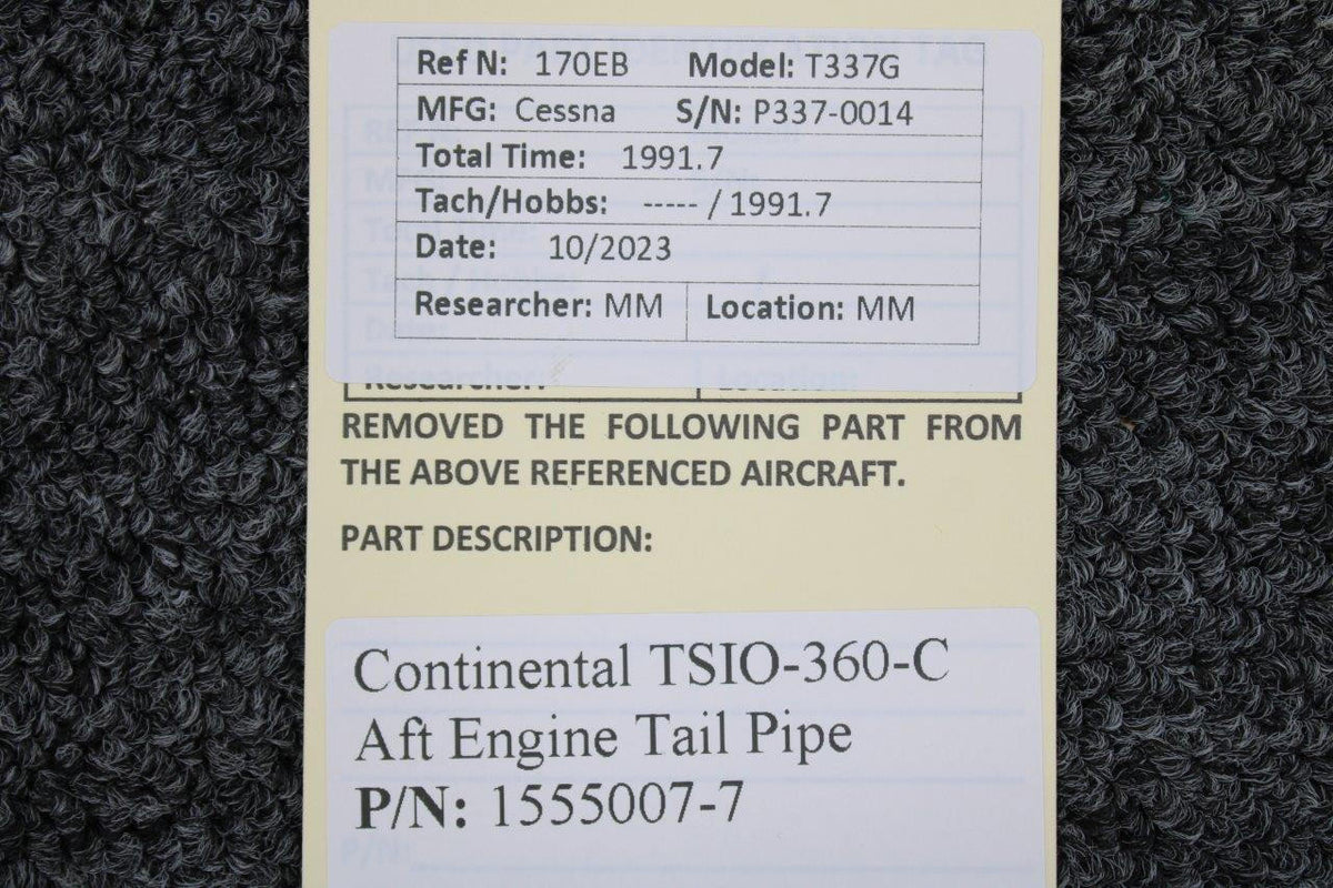 Continental Motors  1555007-7 Continental TSIO-360-C Aft Engine Tail Pipe