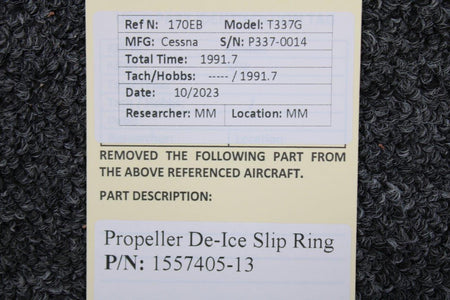 Cessna Aircraft Parts 1557405-13 Cessna T337G Propeller De-Ice Slip Ring