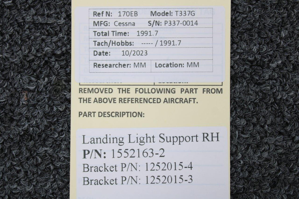 Cessna Aircraft Parts 1552163-2 Cessna T337G Landing Light Support RH