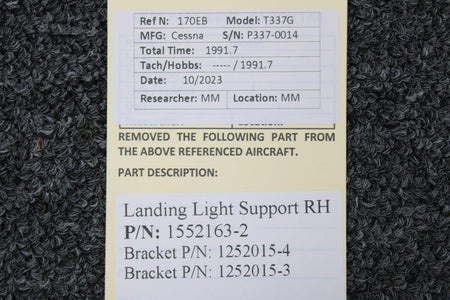 Cessna Aircraft Parts 1552163-2 Cessna T337G Landing Light Support RH
