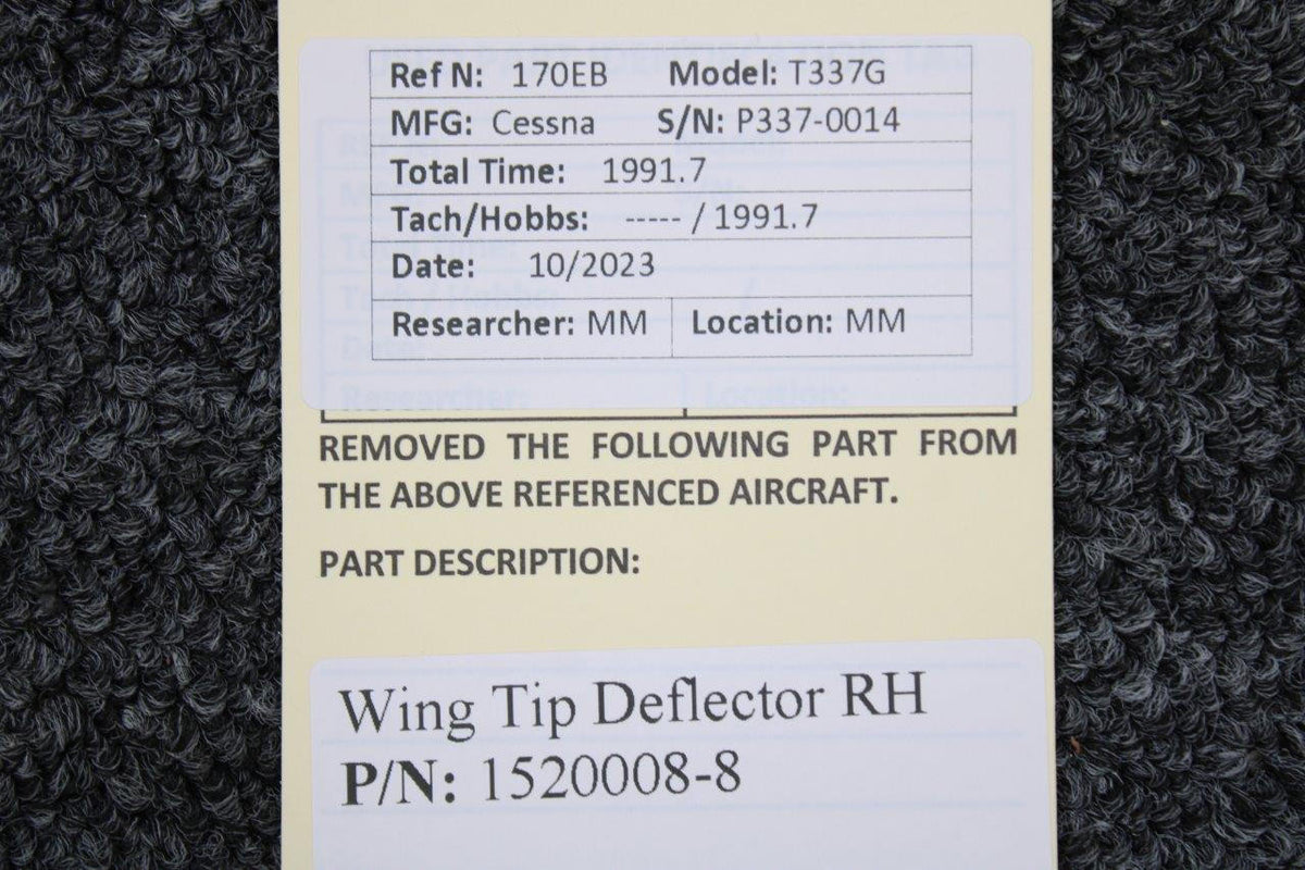 Cessna Aircraft Parts 1520008-8 Cessna T337G Wing Tip Deflector RH
