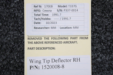 Cessna Aircraft Parts 1520008-8 Cessna T337G Wing Tip Deflector RH