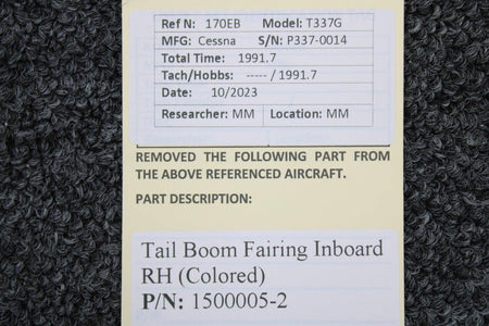 Cessna Aircraft Parts 1500005-2 Cessna T337G Tail Boom Fairing Inboard RH (Colored)