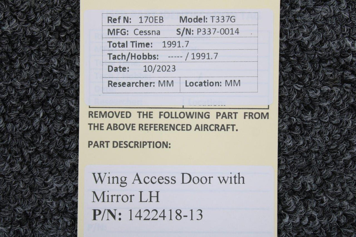Cessna Aircraft Parts 1422418-13 Cessna T337G Wing Access Door with Mirror LH