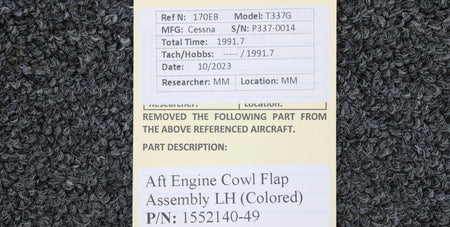 Cessna Aircraft Parts 1552140-49 Cessna T337G Aft Engine Cowl Flap Assembly LH (Colored)