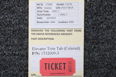 Cessna Aircraft Parts 1532009-3 Cessna T337G Elevator Trim Tab (Colored)