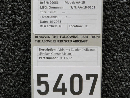 Airborne 1G13-12 Airborne Suction Indicator (Broken Corner Mount)