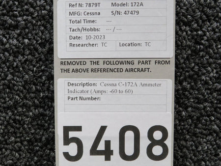 Airborne Cessna C-172A Ammeter Indicator (Amps: -60 to 60)
