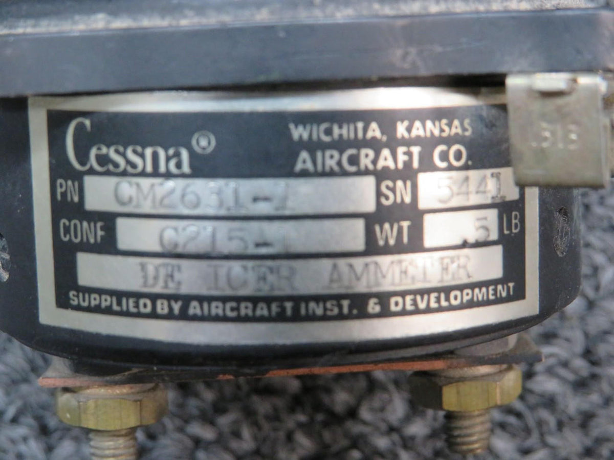 Aircraft Instruments CM2631-1 Aircraft Inst. Propeller De-Ice Ammeter Indicator (Amps: 0-30)