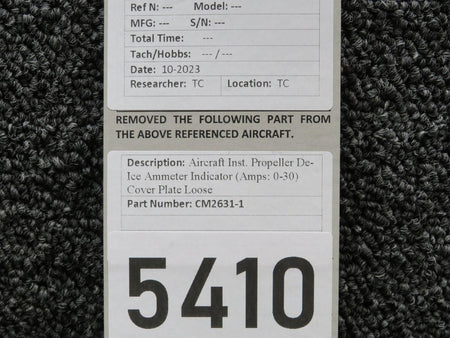 Aircraft Instruments CM2631-1 Aircraft Inst. Propeller De-Ice Ammeter Indicator (Amps: 0-30)
