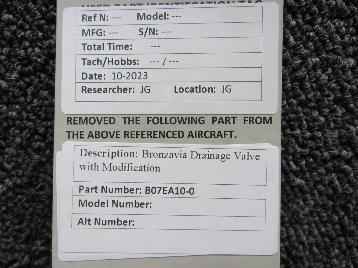 Bronzavia B07EA10-0 Bronzavia Drainage Valve with Modification