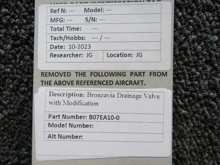 Bronzavia B07EA10-0 Bronzavia Drainage Valve with Modification