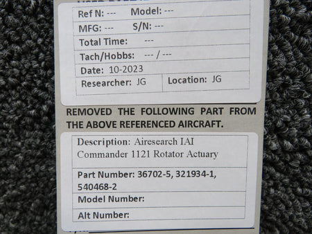 Airesearch 36702-5, 321934-1, 540468-2 IAI 1121 Airesearch Rotator Actuary
