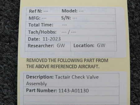 Tactair 1143-A01130 Tactair Check Valve Assembly