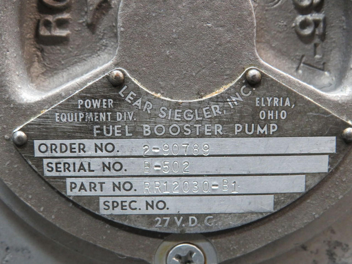 Lear Siegler RR12030-B1 Lear Siegler Fuel Booster Pump Assy w 8130-3 (Overhauled)