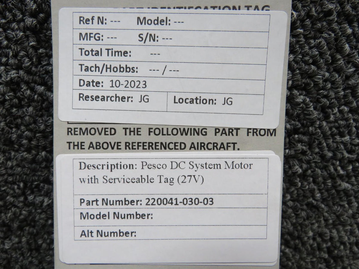 Pesco 220041-030-03 Pesco DC System Motor with Serviceable Tag (Volts: 27)