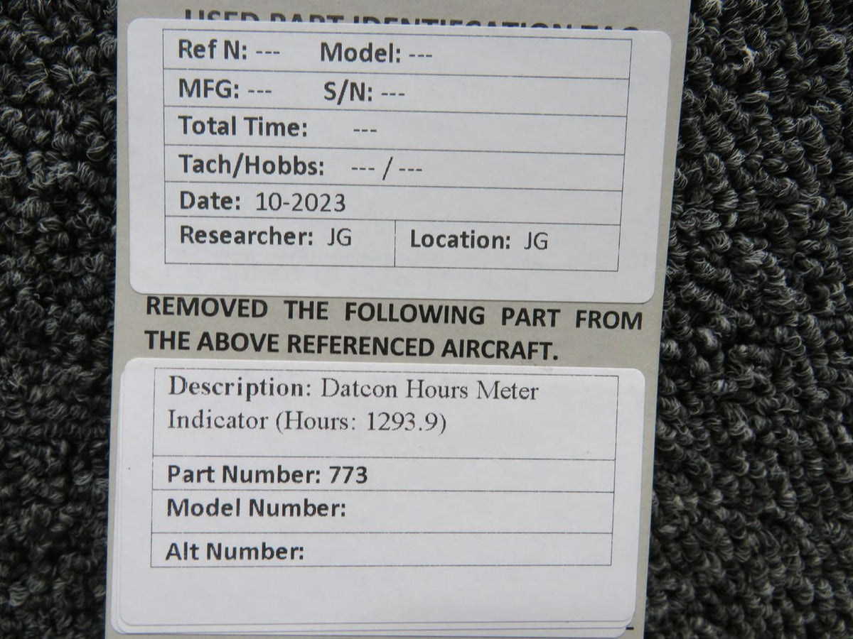 Datcon 773 Datcon Hours Meter Indicator (Hours: 1293.9)
