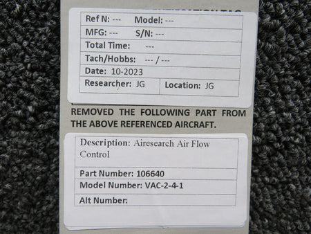 Airesearch 106640 Airesearch VAC-2-4-1 Air Flow Control