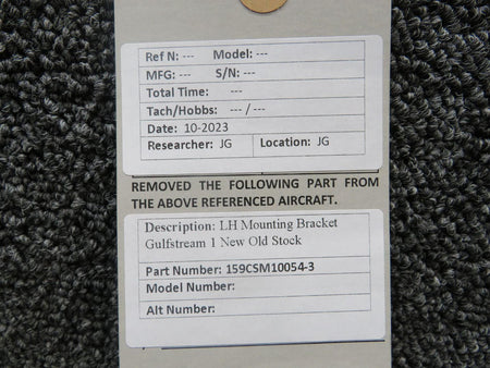 Does Not Apply 159CSM10054-3 Gulfstream I Mounting Bracket LH (New Old Stock)