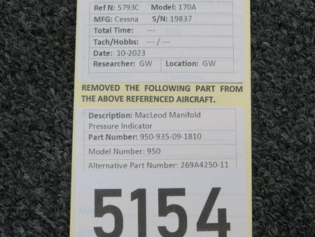 MacLeod 950-935-09-1810 (Alt: 269A4250-11) MacLeod 950 Manifold Pressure Indicator