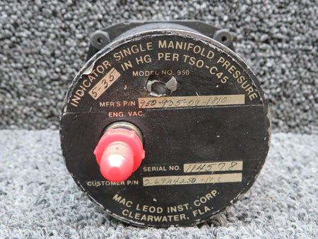 MacLeod 950-935-09-1810 (Alt: 269A4250-11) MacLeod 950 Manifold Pressure Indicator