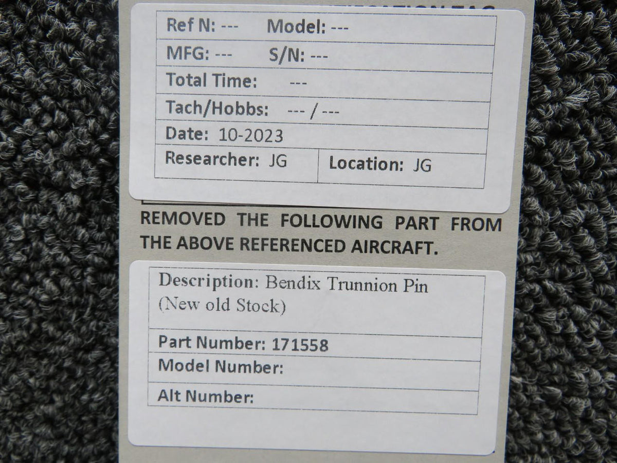 Bendix 171558 Bendix Aviation Trunnion Pin (New Old Stock)