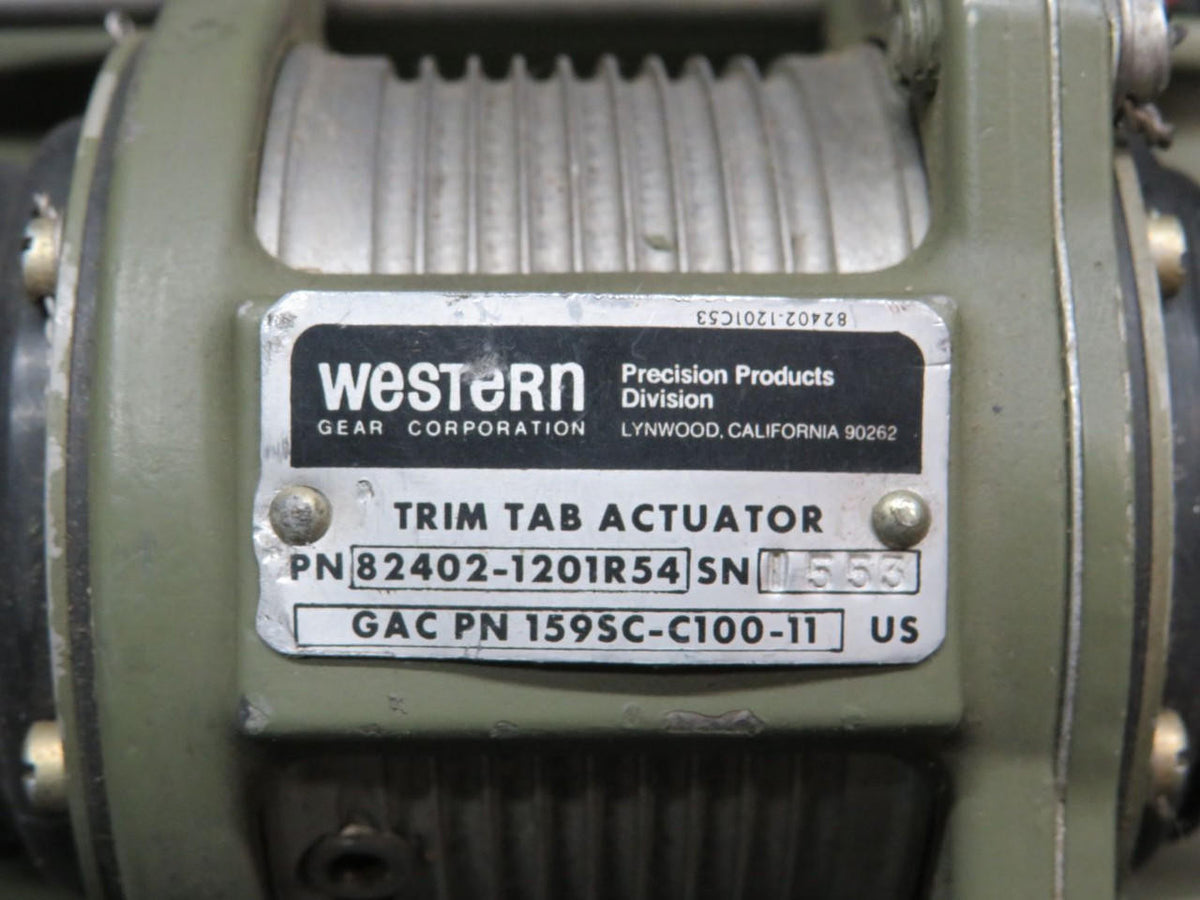 Western 82402-1201R54 Gulfstream Western Trim Tab Actuator (Torn Boot, Overhauled)