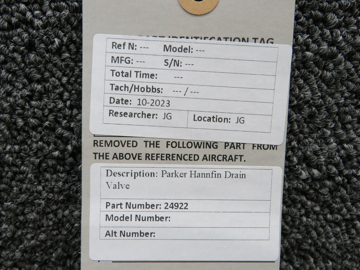 Parker 24922 Parker Hannifin Drain Valve (New Old Stock)