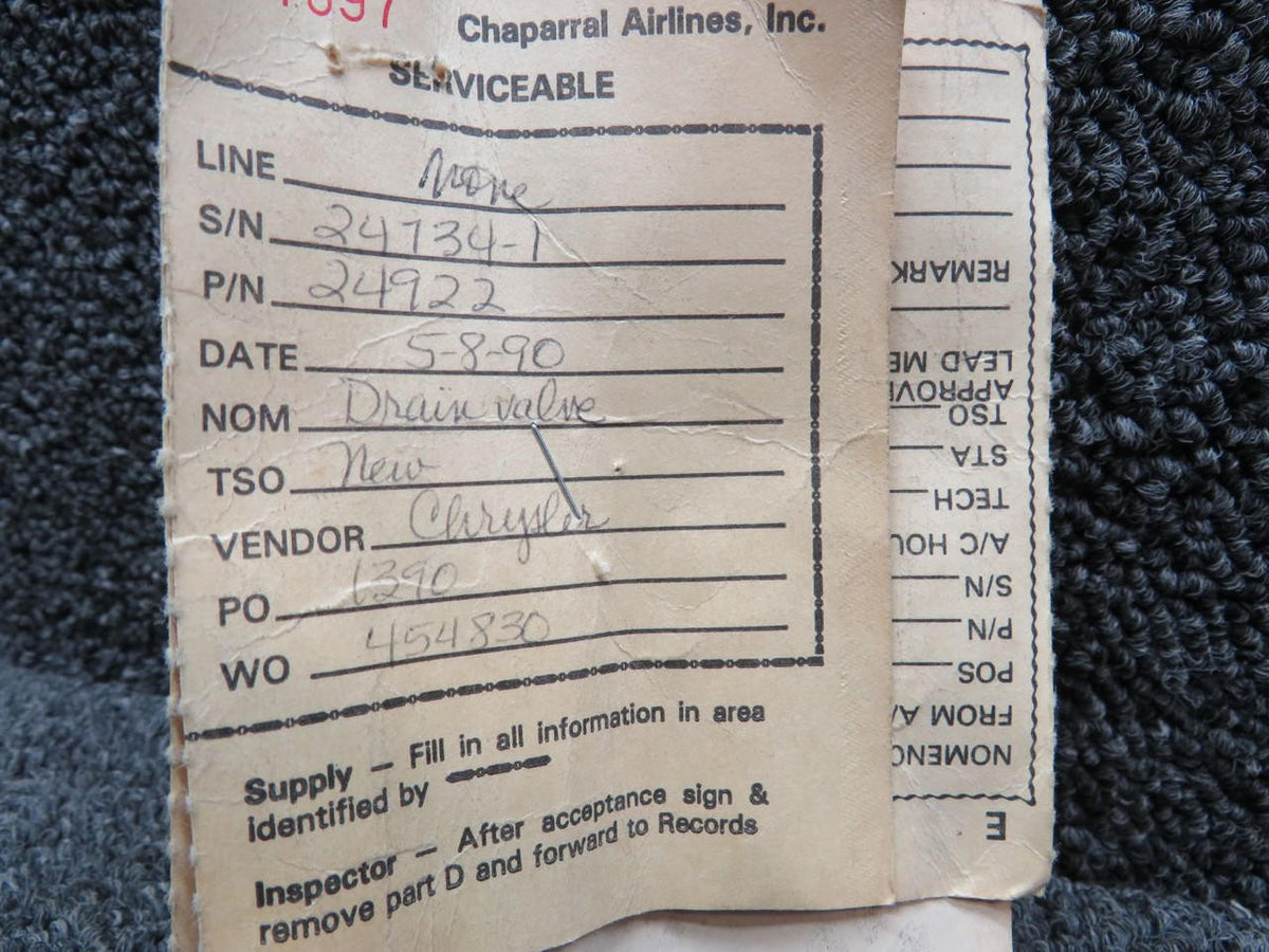 Parker 24922 Parker Hannifin Drain Valve (New Old Stock)
