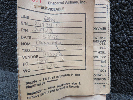 Parker 24922 Parker Hannifin Drain Valve (New Old Stock)