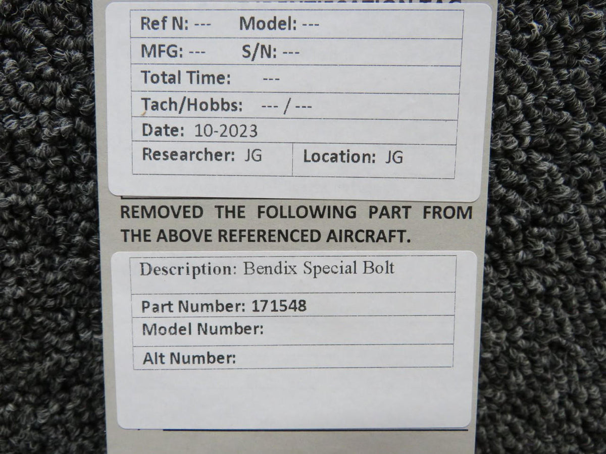 Bendix Aviation 171548 Bendix Parts Special Bolt (New Old Stock)