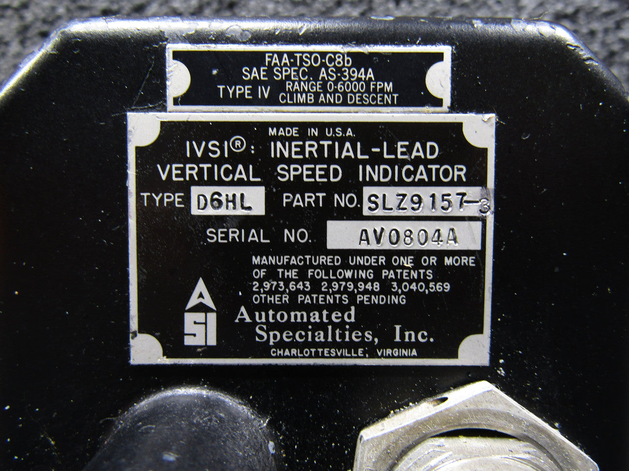 SLZ9157 Teledyne D6HL Inertial-Lead Vertical Speed Indicator (Gray
