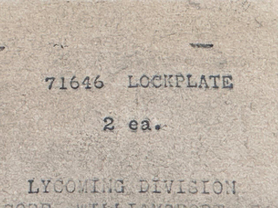 71646 Lycoming Lock Plate (Set of 5) (New Old Stock)