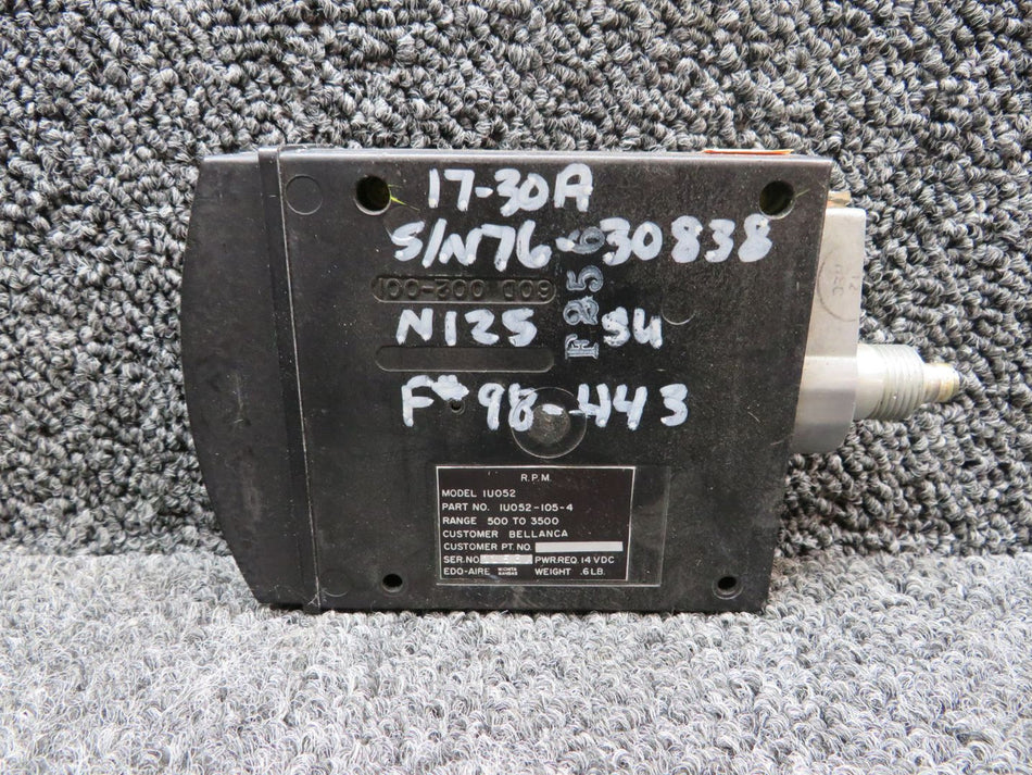 1U052-105-4 Edo-Aire 1U052 RPM Indicator w Engine Hours Meter (H: 2068.88)
