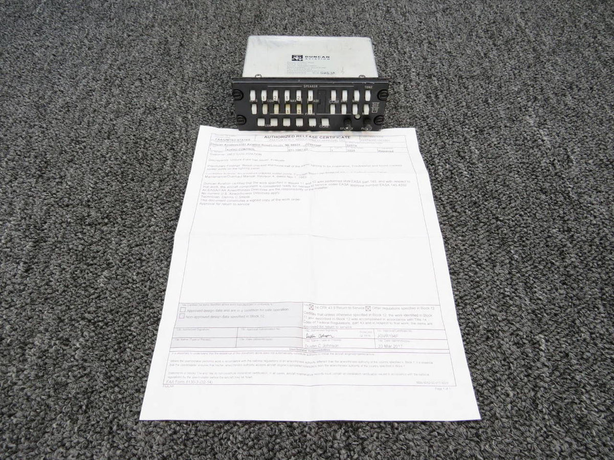071-1087-03 Bendix King KA-119 Audio Control Panel (W/ 8130-3) (C20) BAS Part Sales | Airplane Parts