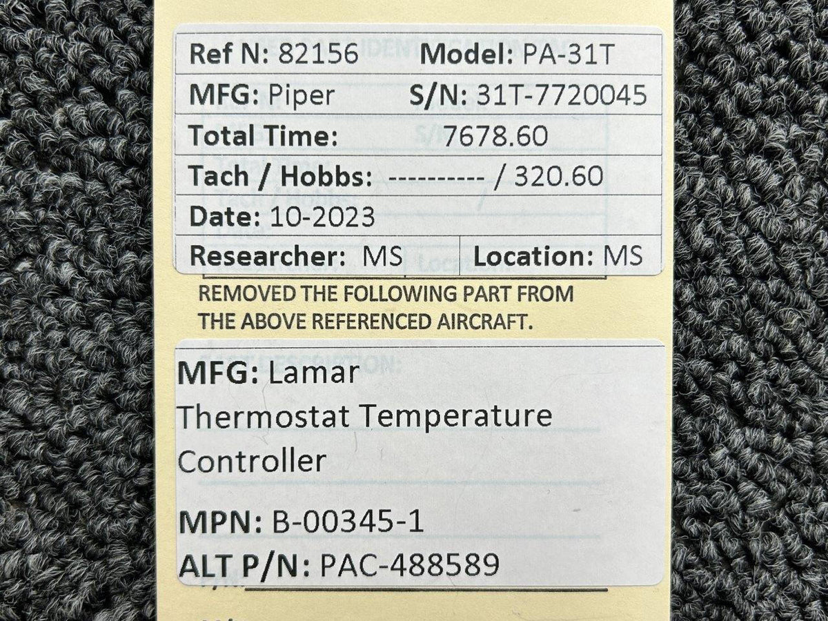 lamar B-00345-1 (Alt: PAC-488589) Lamar Thermostat Temperature Controller