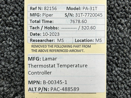lamar B-00345-1 (Alt: PAC-488589) Lamar Thermostat Temperature Controller