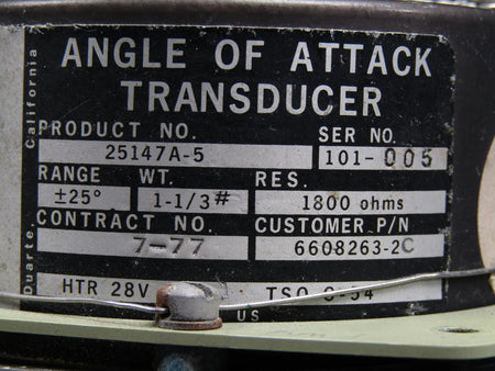 Conrac 25147A-5 (Alternate: 6608263-2C) Conrac Angle of Attack Transducer (Volts: 28)
