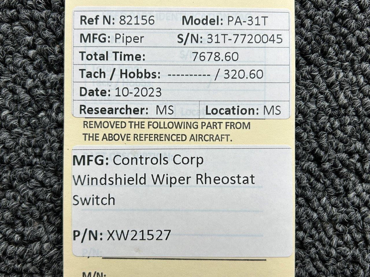 Controls Corp XW21527 Controls Corp Windshield Wiper Rheostat Switch (Minus Knob)