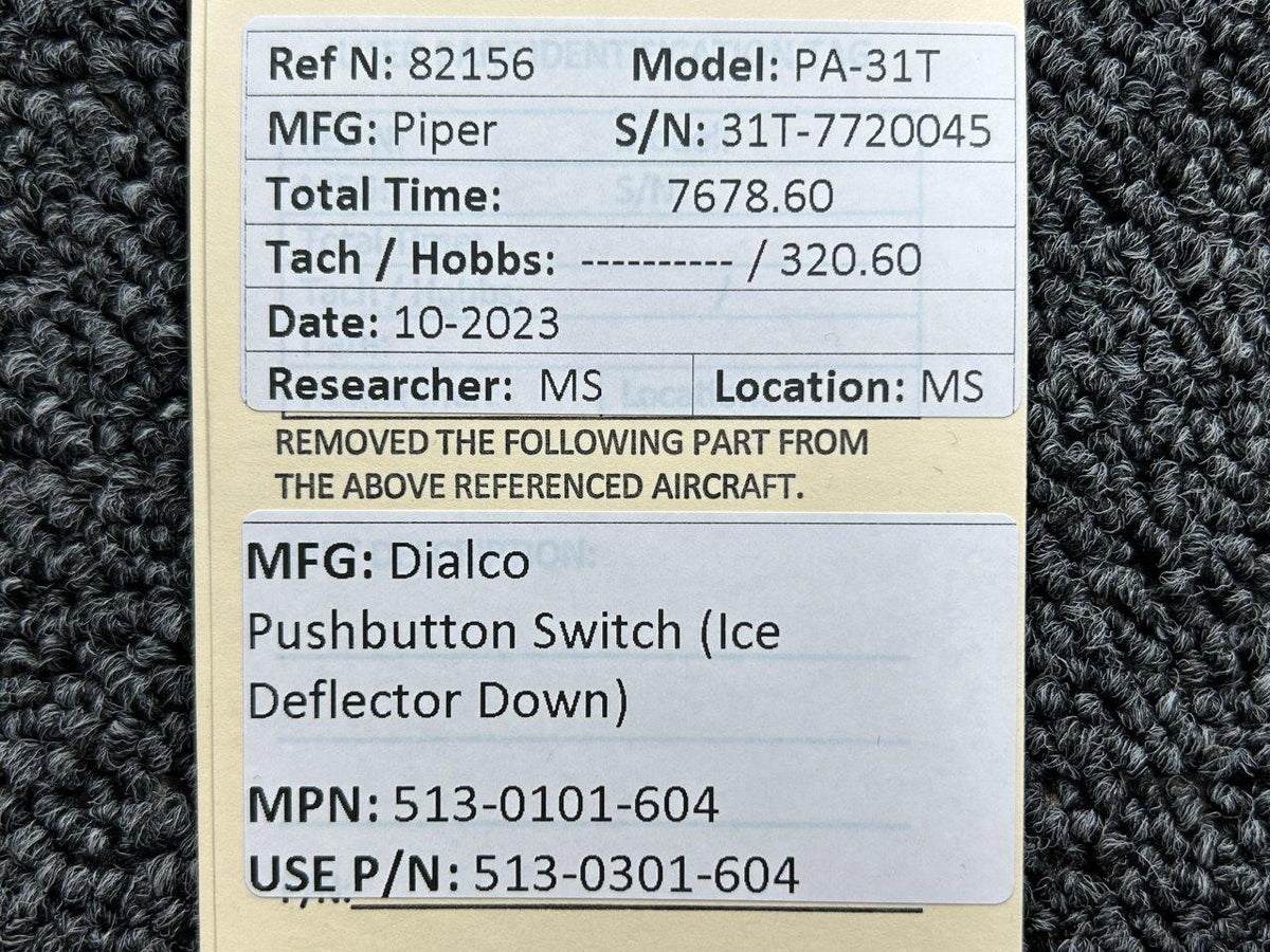 Dialco 513-0101-604 (Use: 513-0301-604) Dialco Ice Deflector Down Pushbutton Switch