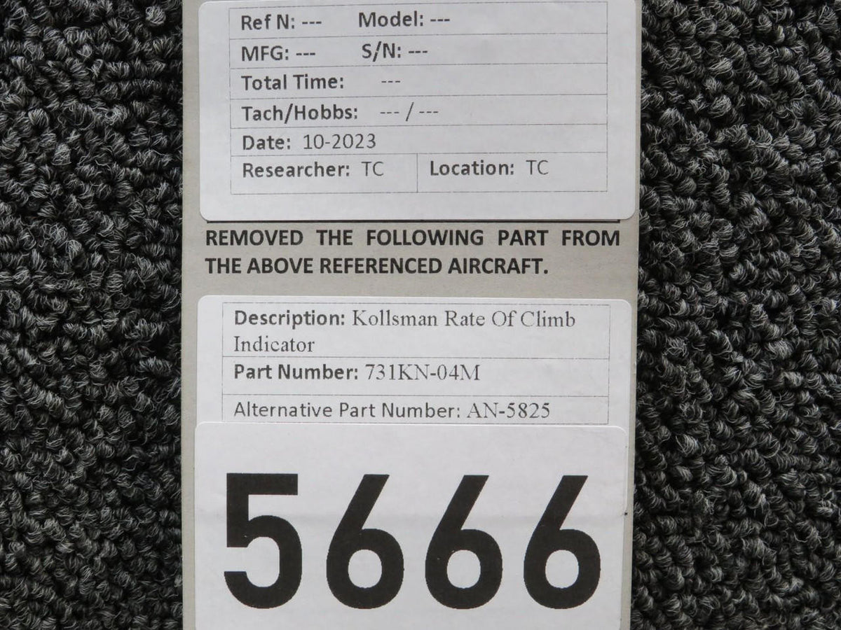 kollsman 731KN-04M (Alt: AN-5825) Kollsman Rate of Climb Indicator